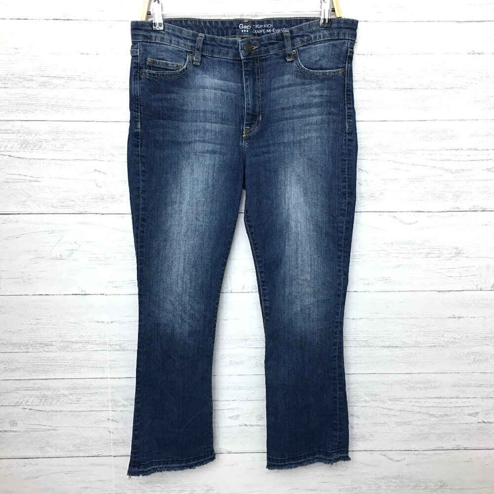Gap Women's Jeans Crop Kick Bootcut Frayed Hems size 10 length 25"